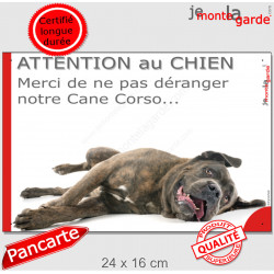 Plaque portail "Attention au Chien, Merci de ne pas déranger notre Cane Corso" Italiano bringé pancarte humour panneau photo