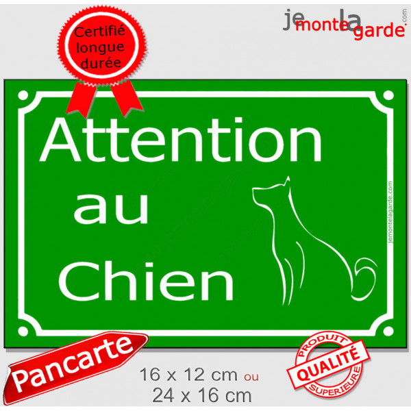 "Attention au Chien" Plaque de Rue Vert Gazon panneau affiche pancarte portail