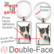 Porte-Clefs métallique double face photo Bull Terrier tricolore, idée cadeau porte clés fer acier