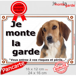 Beagle Harrier, plaque portail "Je Monte la Garde" 2 tailles LUX D