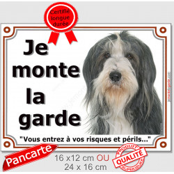 Bearded Collie, plaque portail "Je Monte la Garde" 2 tailles LUX D