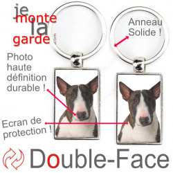 Porte-Clefs Métal, double face photo Bull Terrier bringé