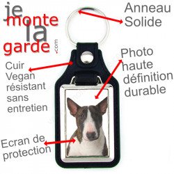 Porte-Clefs cuir vegan, photo Bull Terrier bringé