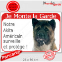 Akita USA, plaque portail rouge "Je Monte la Garde" 24 cm RED