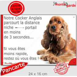 Cocker Golden, plaque humour "distance Niche - Portail 3 secondes" 24 cm 3SEC