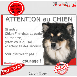 Chien Finnois de Laponie, plaque portail humour "Attention au Chien, Jetez Vous au Sol" 24 cm JET