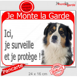 Aussie, plaque portail rouge "Je Monte la Garde" 24 cm RED