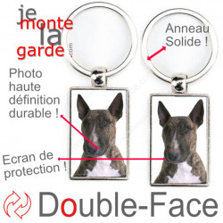 Porte-Clefs Métal, double face photo Bull Terrier bringé