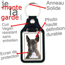 Porte-Clefs cuir vegan, photo Bull Terrier bringé