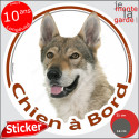 Chien Loup Tchèque, sticker voiture rond "Chien à Bord" 2 tailles D