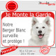 Berger Blanc Suisse Tête, Plaque portail Rouge "Je Monte la Garde, surveille protège" photo panneau attention au chien