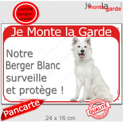 Berger Blanc Suisse, plaque rouge "Je Monte la Garde" 24 cm RED