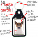 Porte-Clefs cuir vegan, photo Bull Terrier fauve et blanc