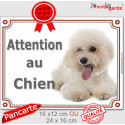 Bichon Frisé, plaque portail "Attention au Chien" 2 tailles LUX D