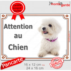 Bichon Frisé, plaque portail "Attention au Chien" 2 tailles LUX D