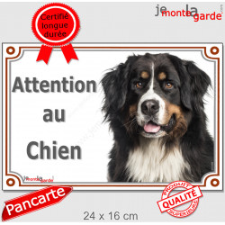 Bouvier Bernois Tête, plaque portail "Attention au Chien" pancarte panneau photo