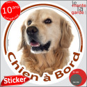 Golden Retriever sticker voiture rond "Chien à Bord" 2 tailles D