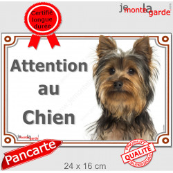 Yorkshire Terrier, plaque portail "Attention au Chien" 24 cm LUXE C