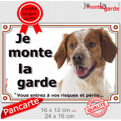 Epagneul Breton orange, plaque portail "Je Monte la Garde" 2 tailles LUX D