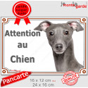 Lévrier Italien gris bleu, plaque portail "Attention au Chien" 2 tailles LUX D