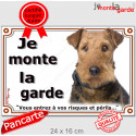 Airedale, plaque portail "Je Monte la Garde" 24 cm LUXE