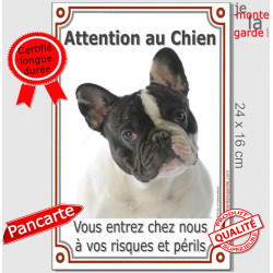 Bouledogue Français, plaque verticale "Attention au Chien" 24 cm VL