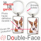 Porte-Clefs métallique double face photo Bull Terrier fauve et blanc, idée cadeau porte clés fer acier