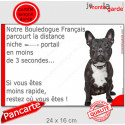 Bouledogue Français bringé, plaque humour "distance Niche - Portail" 24 cm 3SEC