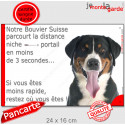 Bouvier Suisse, plaque humour "distance Niche - Portail 3 secondes" 24 cm 3SEC