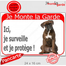 Boxer Bringé, plaque portail rouge "Je Monte la Garde" 24 cm RED