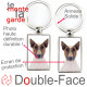 Porte-Clefs métallique double face photo Bull Terrier fauve et blanc, idée cadeau porte clés fer acier