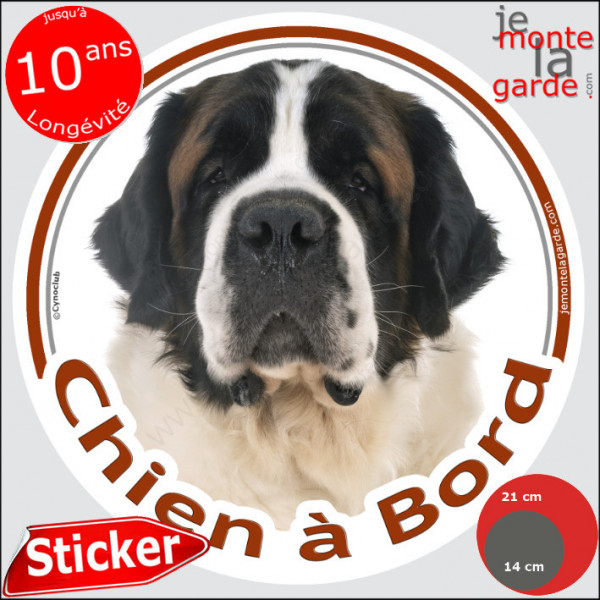 St-Bernard, sticker autocollant voiture rond "Chien à Bord" Disque adhésif photo voiture saint-Bernard