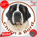 St-Bernard, sticker rond voiture "Chien à Bord" 2 tailles D