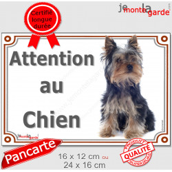 Yorkshire Terrier Assis, plaque portail "Attention au Chien" 2 tailles LUX D