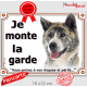 Akita Inu bringé Japonais, plaque portail "Je Monte la Garde, risques et périls" pancarte bringué attention au chien photo