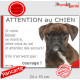 Boxer bringé tête, plaque portail humour " Attention au Chien, Jetez Vous au Sol" pancarte panneau photo drôle