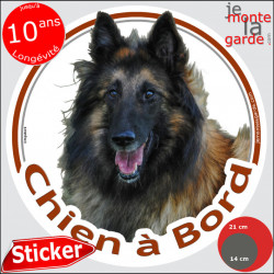 Berger Belge Tervueren, sticker rond voiture "Chien à Bord" 2 tailles D