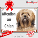 Lhassa Apso fauve, plaque portail "Attention au Chien" 24 cm LUX