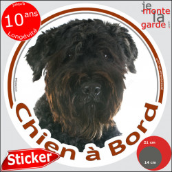 Bouvier des Flandres, sticker voiture rond "Chien à Bord" 2 tailles