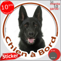 Berger Allemand noir, sticker voiture rond "Chien à Bord" 2 tailles D