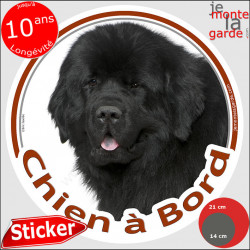 Terre Neuve noir, Sticker autocollant rond "Chien à Bord" Disque adhésif vitre voiture photo