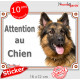 Berger Allemand noir et feu poils longs, panneau autocollant "Attention au Chien" Pancarte photo sticker adhésif porte entrée