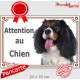 Cavalier King Charles tricolore, plaque portail "Attention au Chien" pancarte panneau 3 couleurs photo