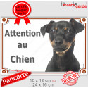 Pinscher noir et feu, plaque portail "Attention au chien" 2 tailles LUX C