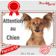 Russkiy Toy fauve marron, plaque portail "Attention au Chien" pancarte panneau petit chien russe