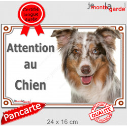 Berger Australien Rouge Merle, plaque portail "Attention au Chien" 24 cm LUX