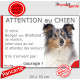 Berger Shetlands Bleu Merle, plaque portail humour "Attention au Chien, Jetez Vous au Sol, attendez secours, courage" photo