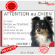 Berger Shetlands Tricolore, plaque portail humour "Attention au Chien, Jetez Vous au Sol, attendez secours, courage" photo