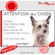 Chien Nu Chinois Crête, plaque portail humour "Attention au Chien, Jetez Vous au Sol, attendez secours, courage" photo pancarte