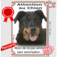 Beauceron noir et feu, plaque portail verticale "Attention au Chien, interdit sans autorisation" pancarte Berger de Beauce photo